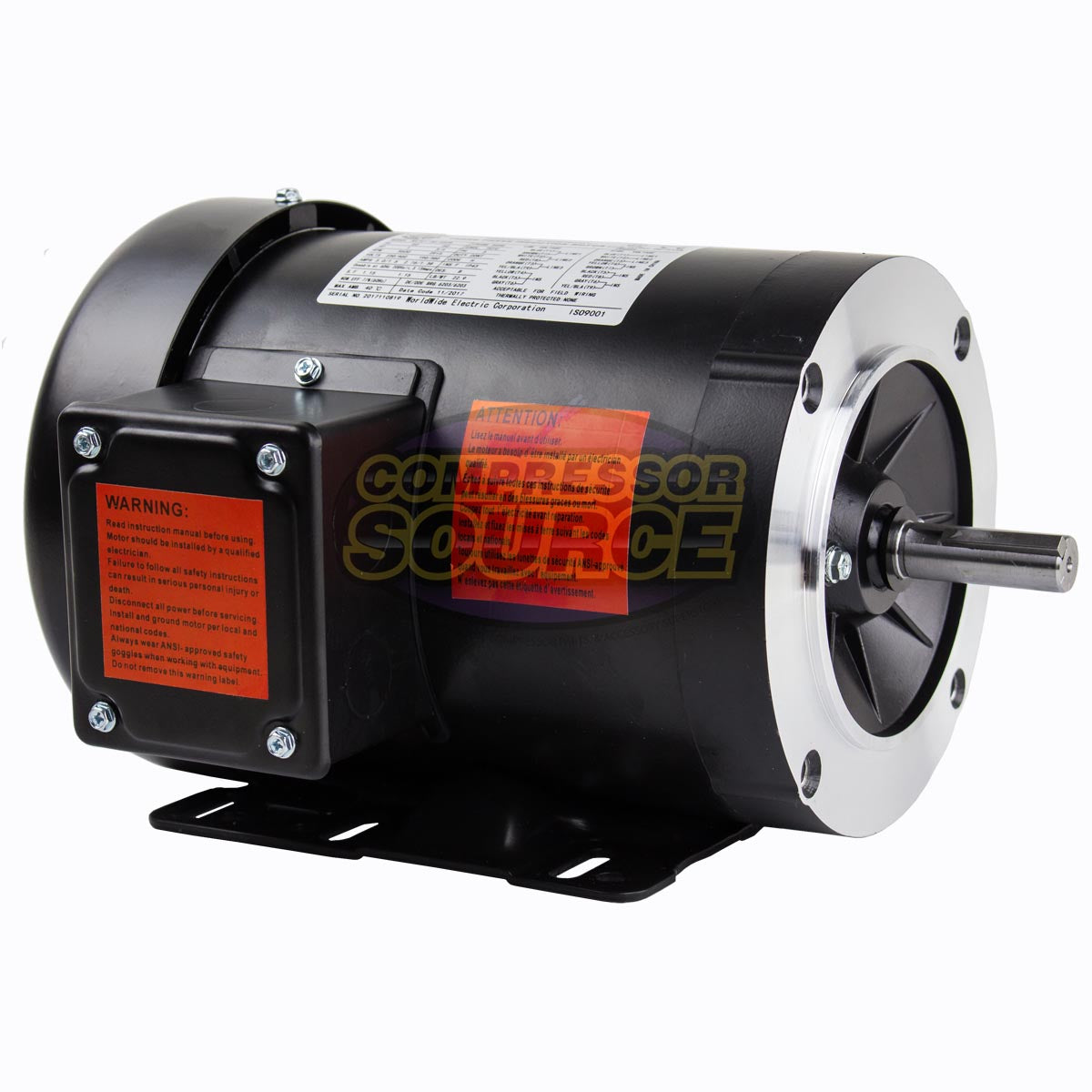 1 HP 3 Phase Electric Motor 3500 RPM 56HC Frame 230-460V TEFC C-Face NATE1-36-56CB