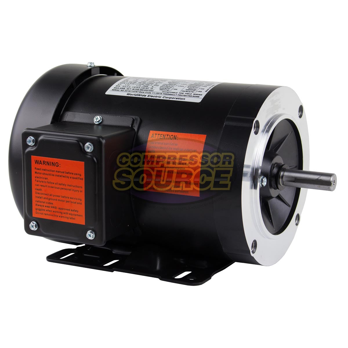 1/2 HP 3 Phase Electric Motor 1725 RPM 56C Frame 230-460V TEFC C-Face NAT12-18-56CB