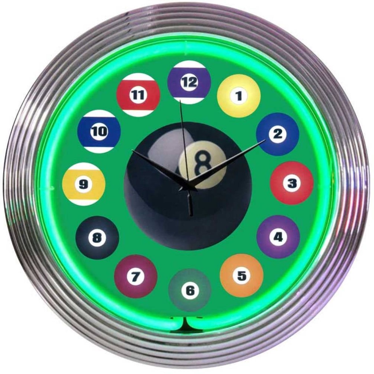 Neonetics Billiard Ball Green Neon Clock