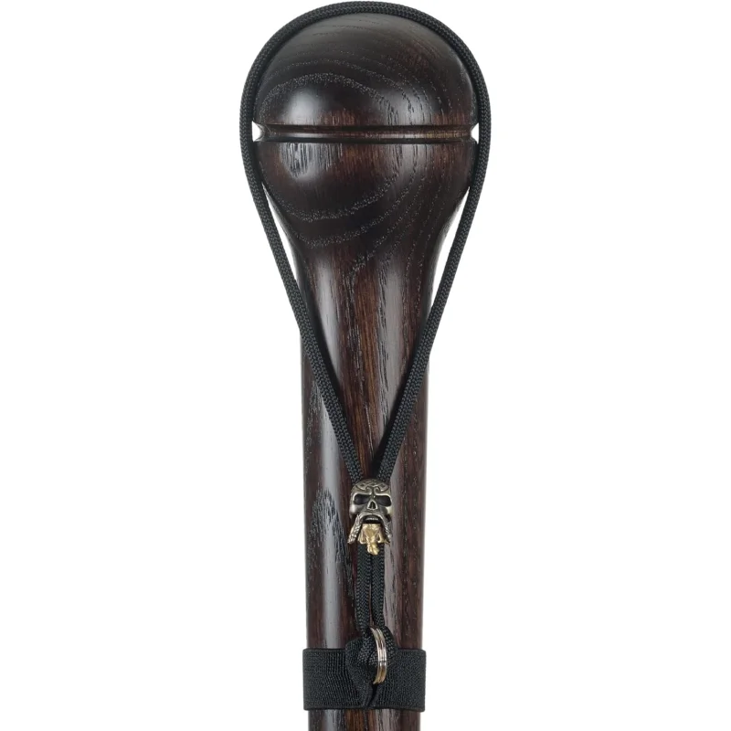 Nutcracker Hardwood Walking Stick for Men – Carved Cane with Skull Strap #1 – Death Star