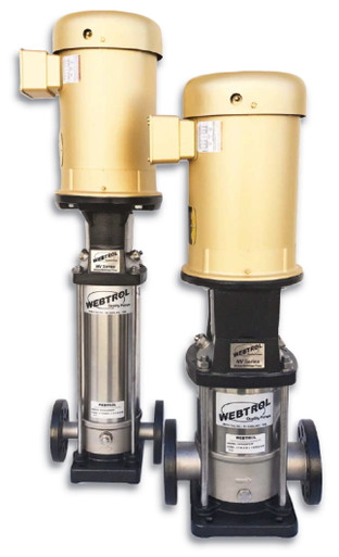 Webtrol NV85B7FE3T NV Series Vertical Booster Pump, 20-150 GPM, 20 Hp, 304 SS