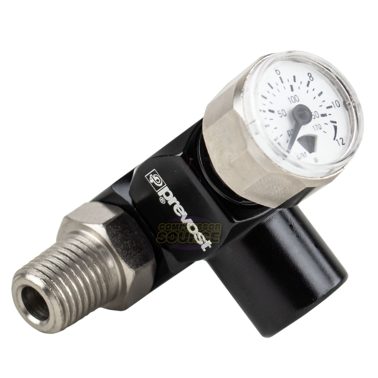 Prevost Universal 360 Air Hose Swivel Connector With Pressure Gauge 1/4" NPT OPBDM201
