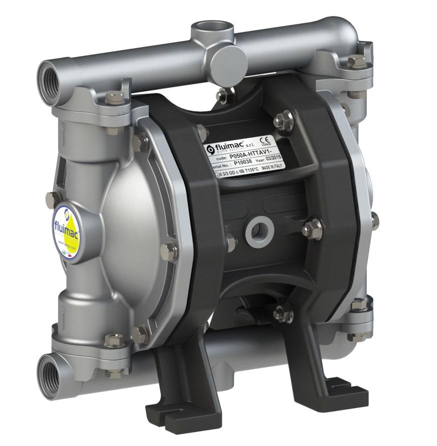 Fluimac Phoenix P0055A-M-DZD5-AB AODD Pump - AL Body - 1/2" FNPT - 18.5 GPM - EPDM Seals