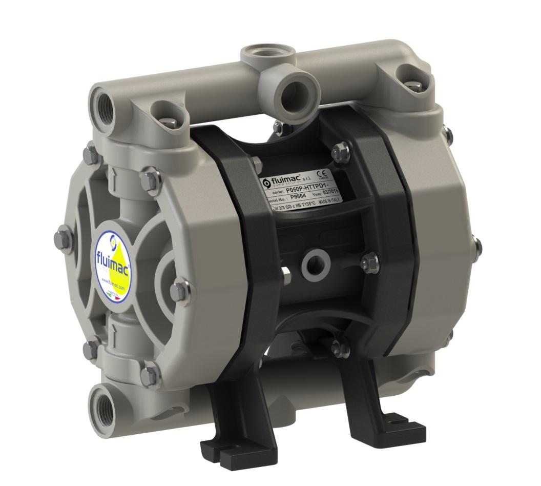 Fluimac Phoenix P0055P-W-DZD5-AB AODD Pump - PP Body - 1/2" FNPT - 18.5 GPM - EPDM Seals
