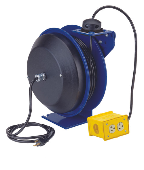 Coxreels PC Series Power Cord Reel - 12 AWG - 50 ft. - Quad"4 Plug Industrial" Receptacle