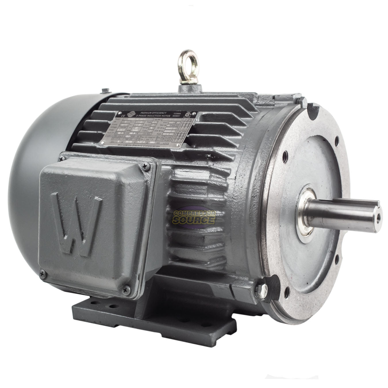 5 HP 3 Phase Electric Motor 3490 RPM 184TC Frame 230-460V TEFC C-Face PEWWE5-36-184TC