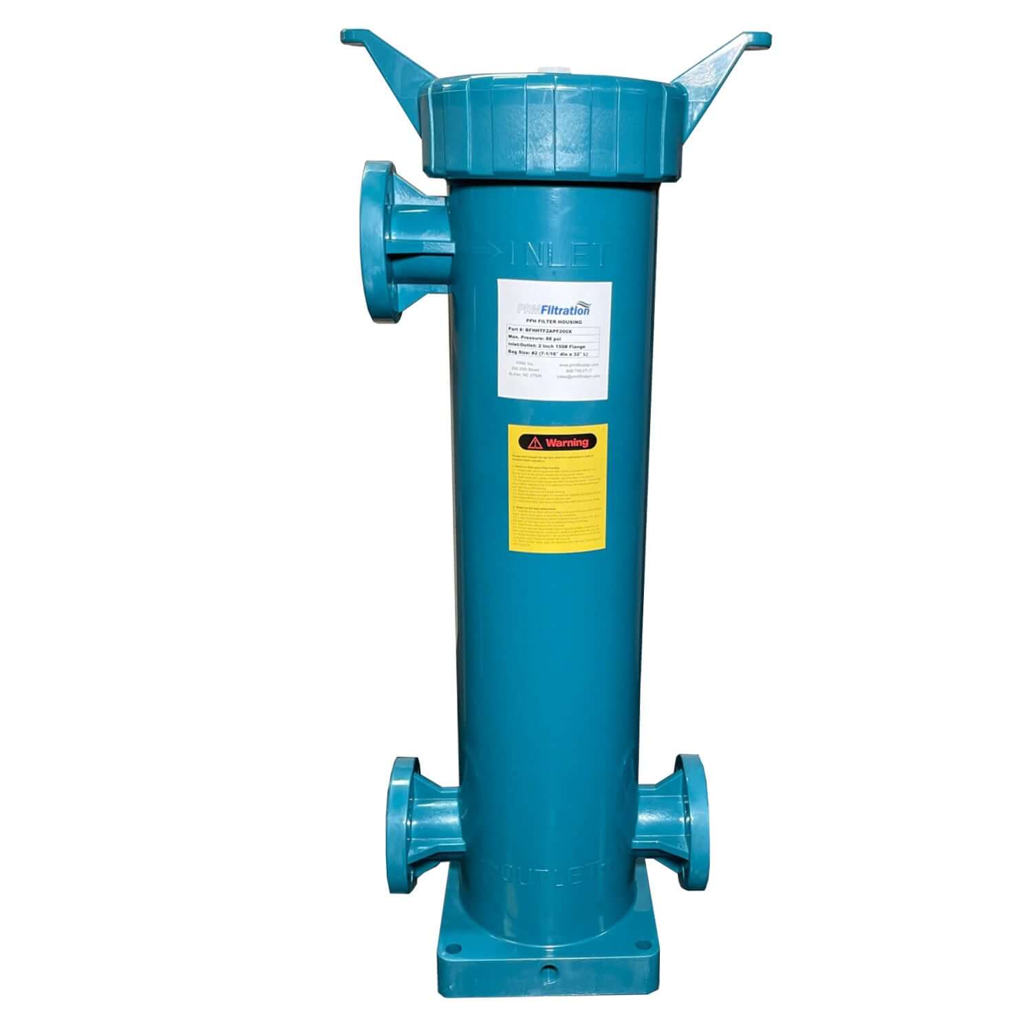 PPH #2 Size Polypropylene Bag Filter Housing, 2 Inch Flanged Inlet/Outlet