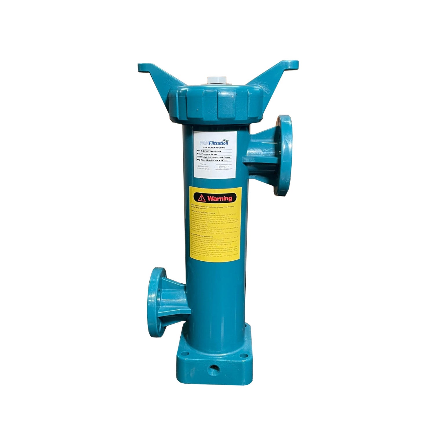 PPH #4 Size Polypropylene Filter Housing, 1-1/2 Inch Flanged In/Out