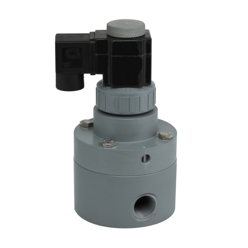 Plast-O-Matic 3 in. Series PS High Flow Pilot Operated PVC Solenoid Valve w/ FKM Seal