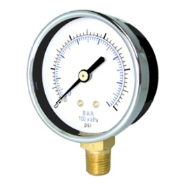 PSL25-1000 | 2.5" Dry Pressure Gauge 0-1000 PSI Lower Mount 1/4" NPT
