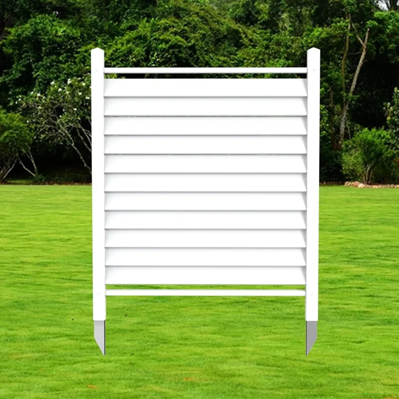 Qikdesign 36″ W X 45″ H Reinforced White Vinyl Privacy Fence Screen Panel, Air Conditioner Fence Trash Can Fence, Vinyl Screen Panel Kit (1 Panel) 36″W X 45″H(Louvered – Single Panel )
