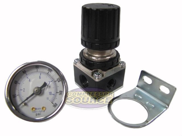 1/4" NPT Air Compressor Regulator 0 - 160 PSI Pressure Gauge Wall Mounted