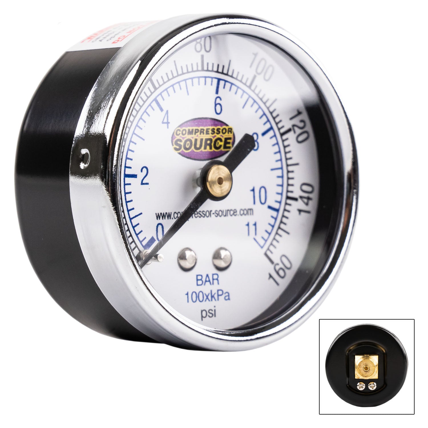 2" Face 0-160 PSI Pressure Gauge 1/4" NPT Lower Back Mount