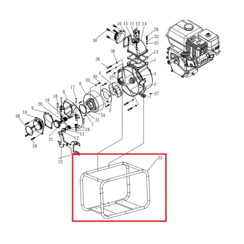 Roll Cage(MH030T-2) Spare Part for TW3H 3″ Honda Trash Pump
