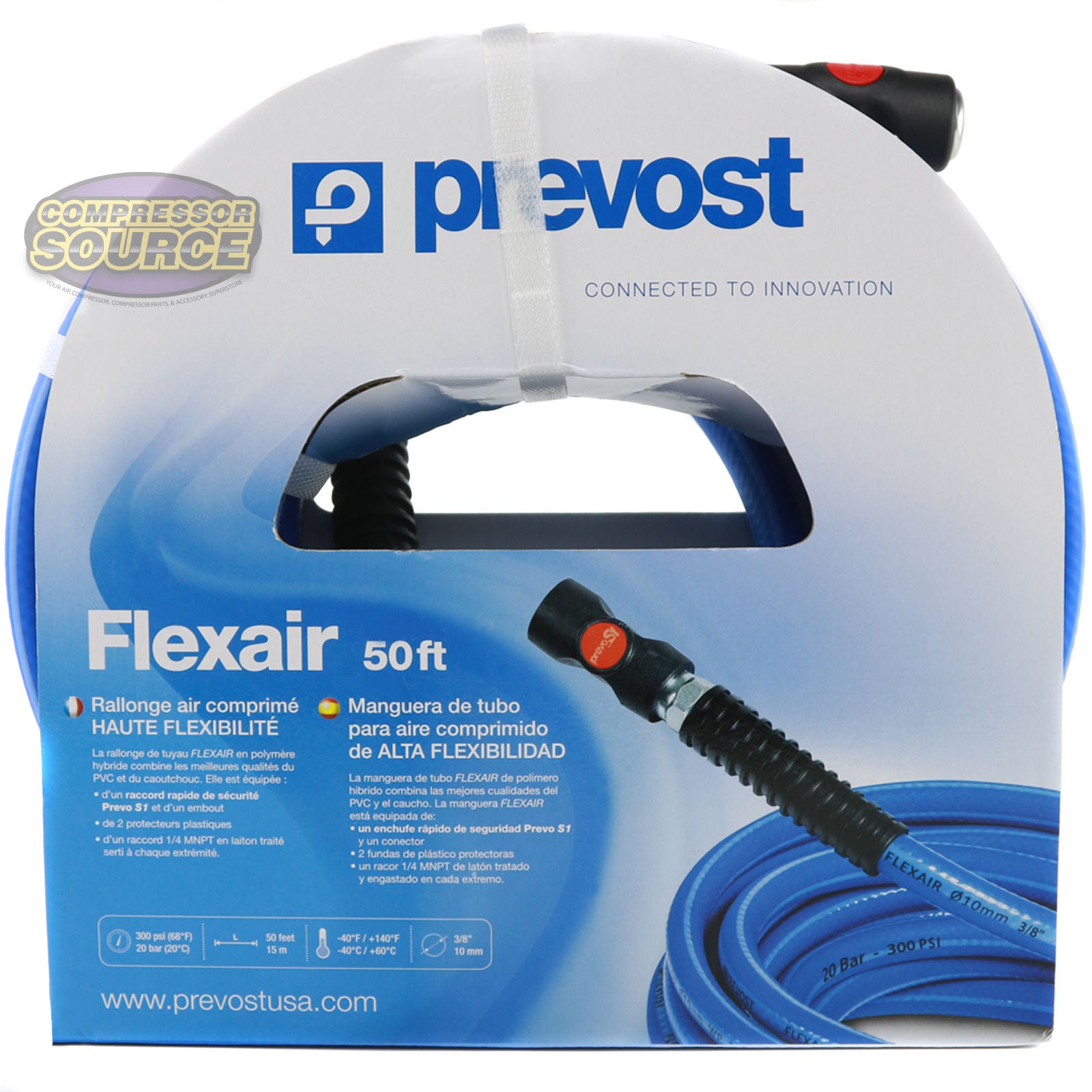 Prevost Flexair 50' x 3/8" Air Hose Prevo S1 Automotive Truflate Coupler