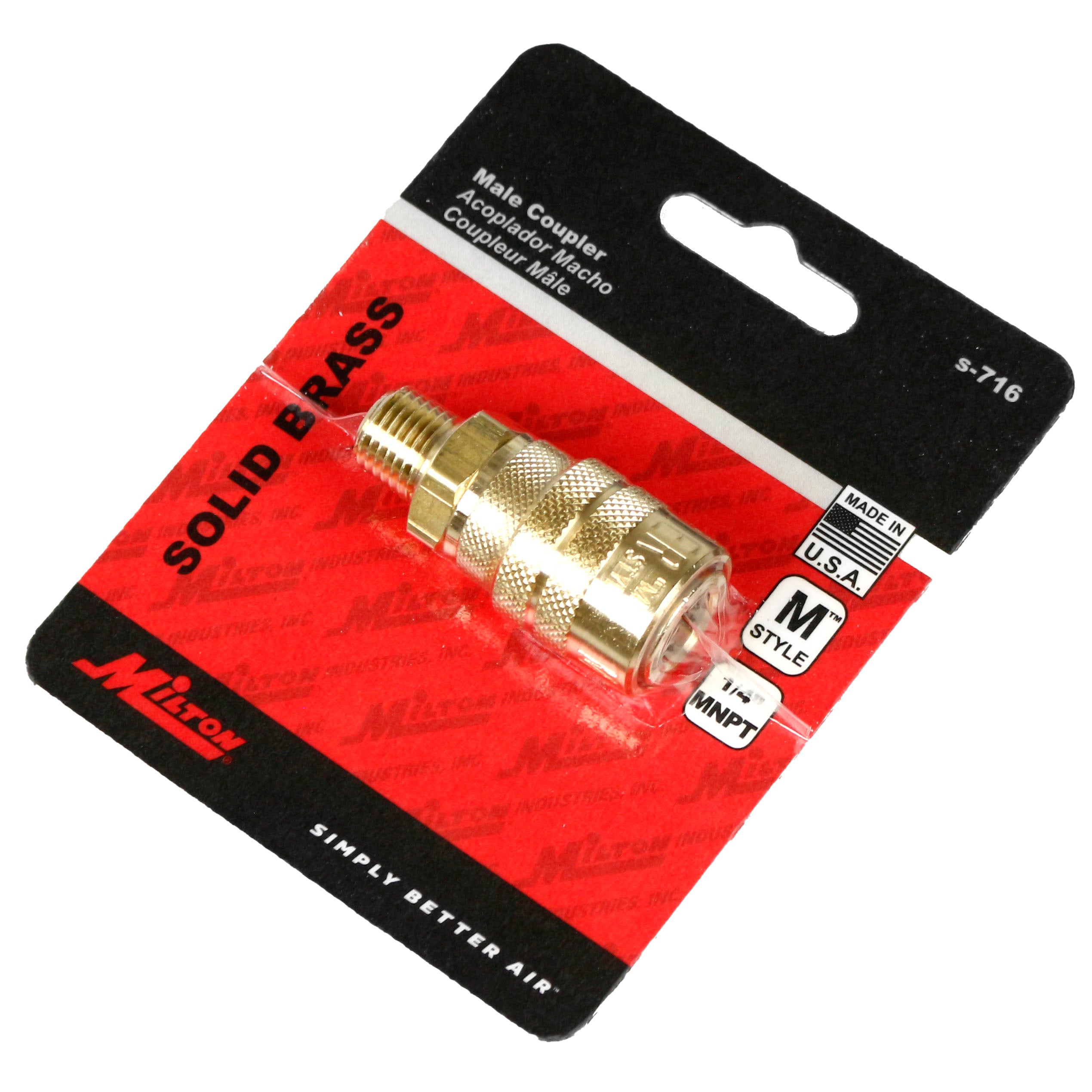 M-Style Coupler 1/4" Male NPT Brass Body Kwick Change Couple Milton S-716