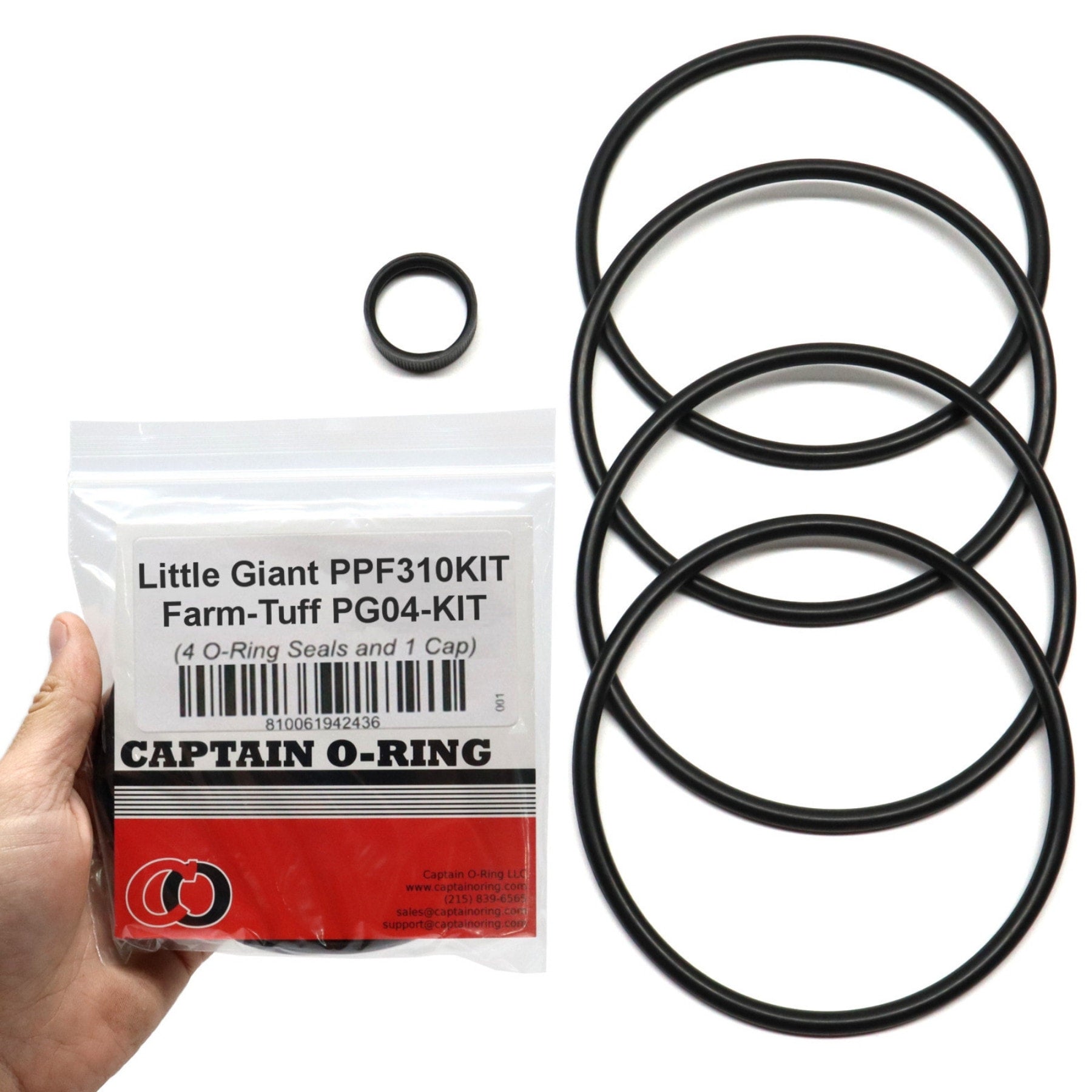 O-Ring Kit for Little Giant PPF & Farm-Tuff Poultry Fountains (4 o-rings, 1 cap) - PPF310KIT PG04-KIT 466164