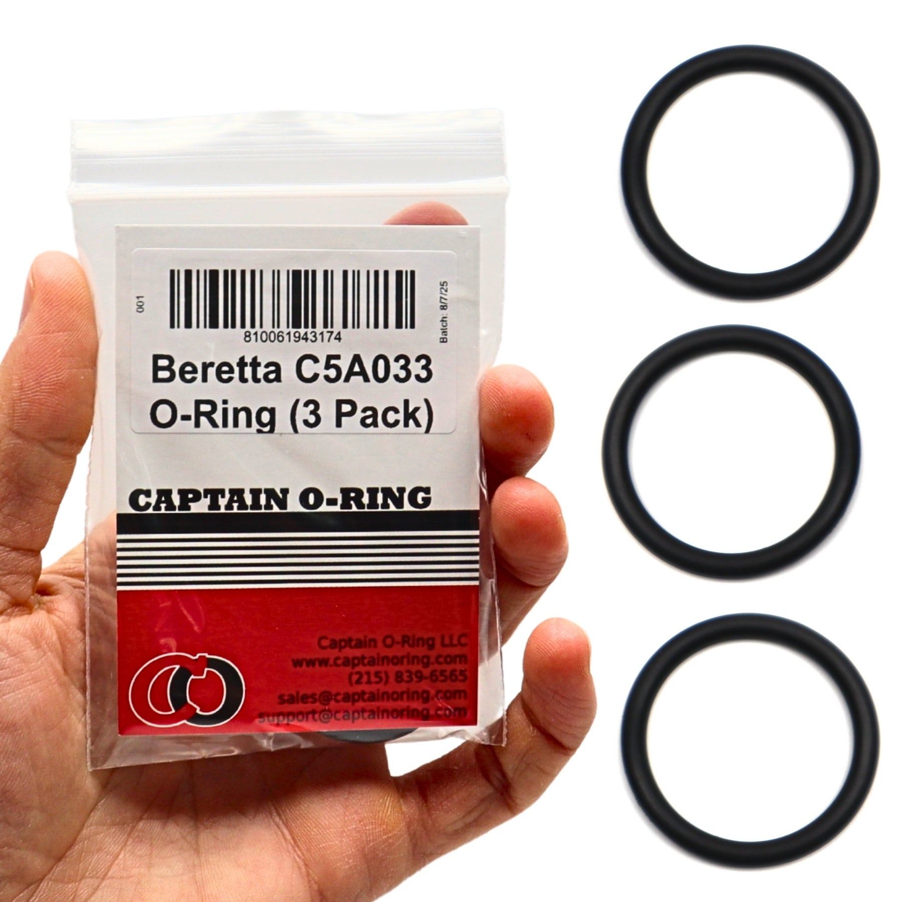 C5A033 O-Rings for Beretta 12ga A300, A350, A391 Xtrema, TX4, 1301 Forend (3 Pack)