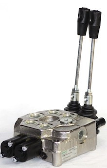 Monoblock type Directional Control Valve (VDM6): 2 Spools, Double Acting, SAE-08 Inlet, SAE-10 Outlet, 5000 Max PSI, 2550 PSI Relief Setting