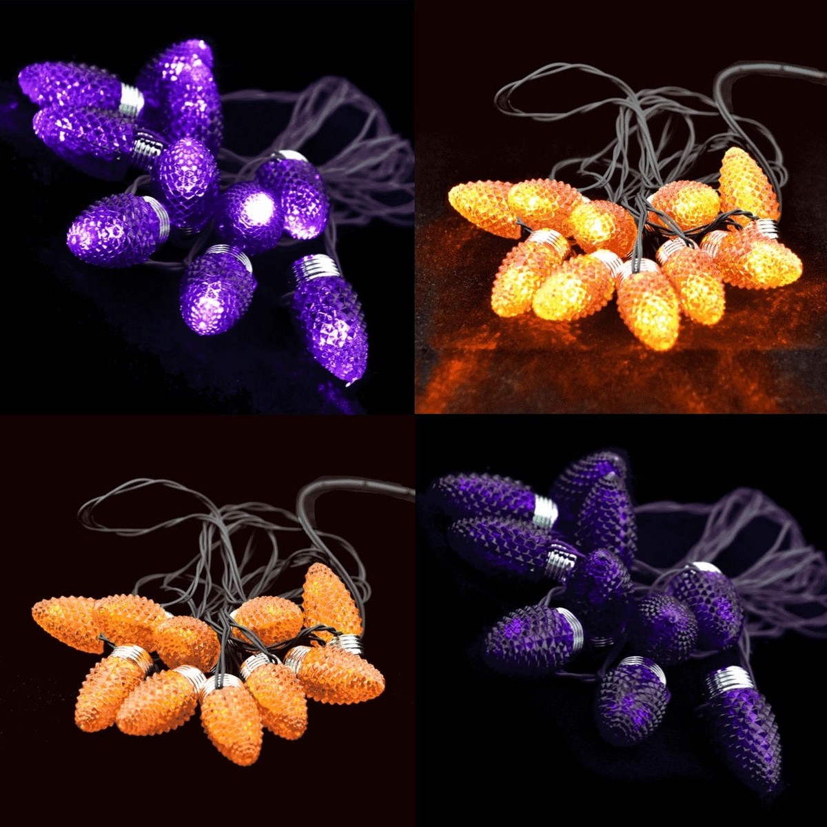 Set of 10 Battery-Operated LED Lights (Orange/Purple)