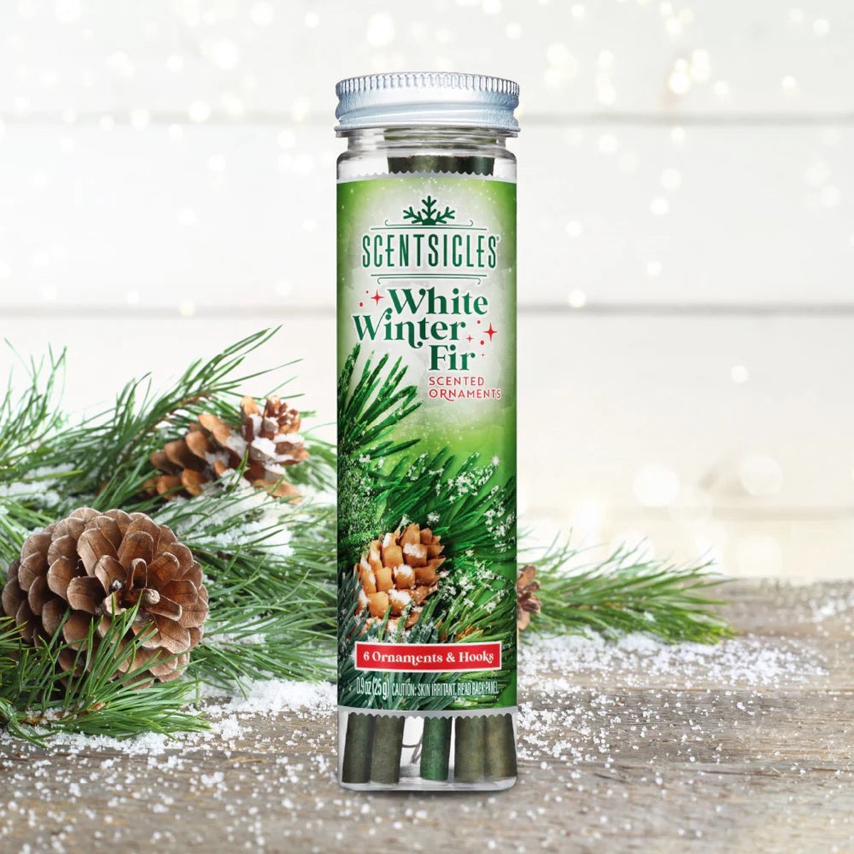 Set of 6 White Winter Fir Scented Ornament Sticks from Scentsicles