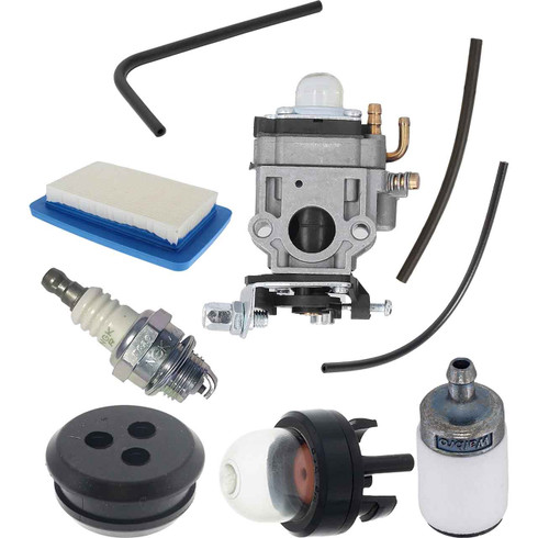 SHI EB770 COMPLETE CARBURETOR AIR-OIL-FUEL FILTERS SPARK PLUG FUEL LINES PRIMER BULB KIT