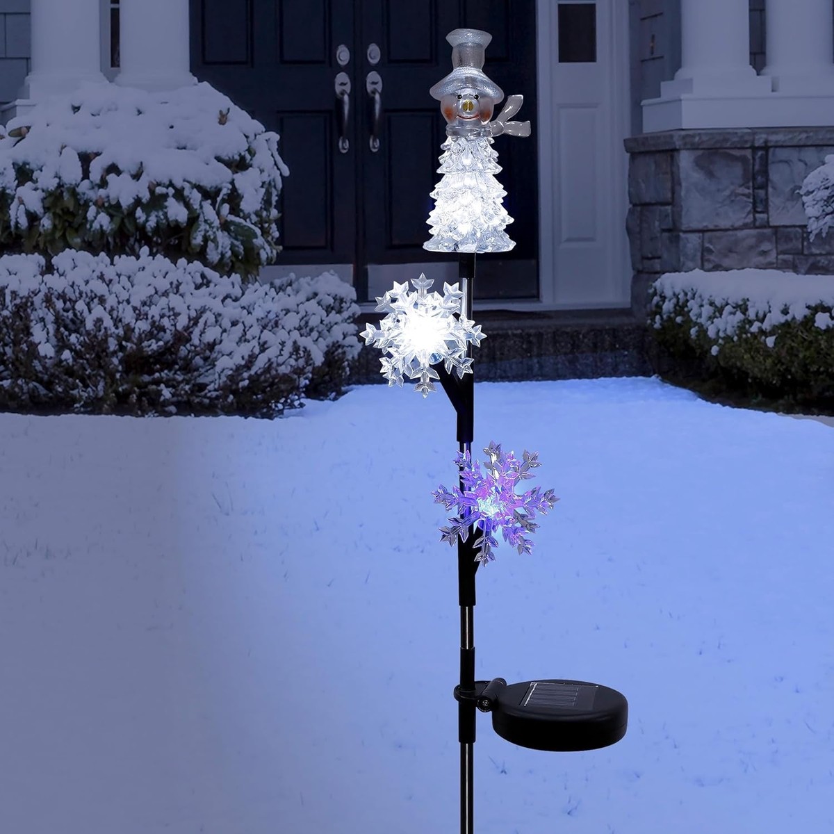 Snowman & Snowflake Solar Garden Stake