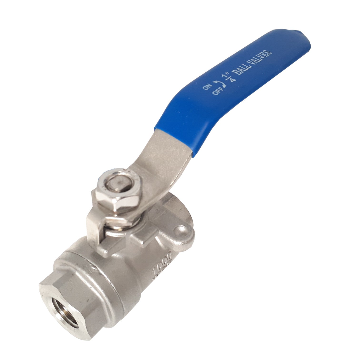 TJ Valve 1/4 Inch Full Port Ball Valve Stainless Steel 316 Heavy Duty for Water, Oil, and Gas with Blue Vinyl Handle (1/4" NPT)