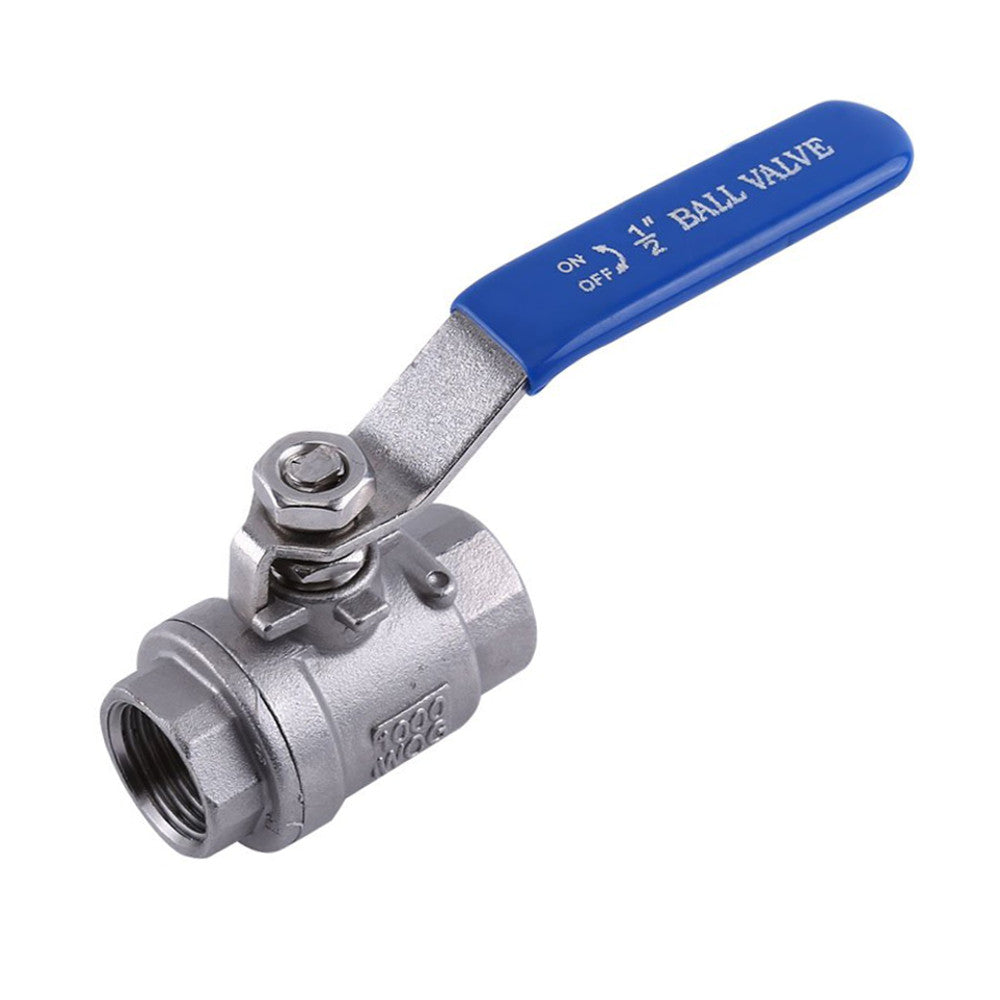 TANA 1/2 Inch Full Port Ball Valve Stainless Steel 304 Heavy Duty for Water, Oil, and Gas with Blue Vinyl Handle (1/2" NPT)