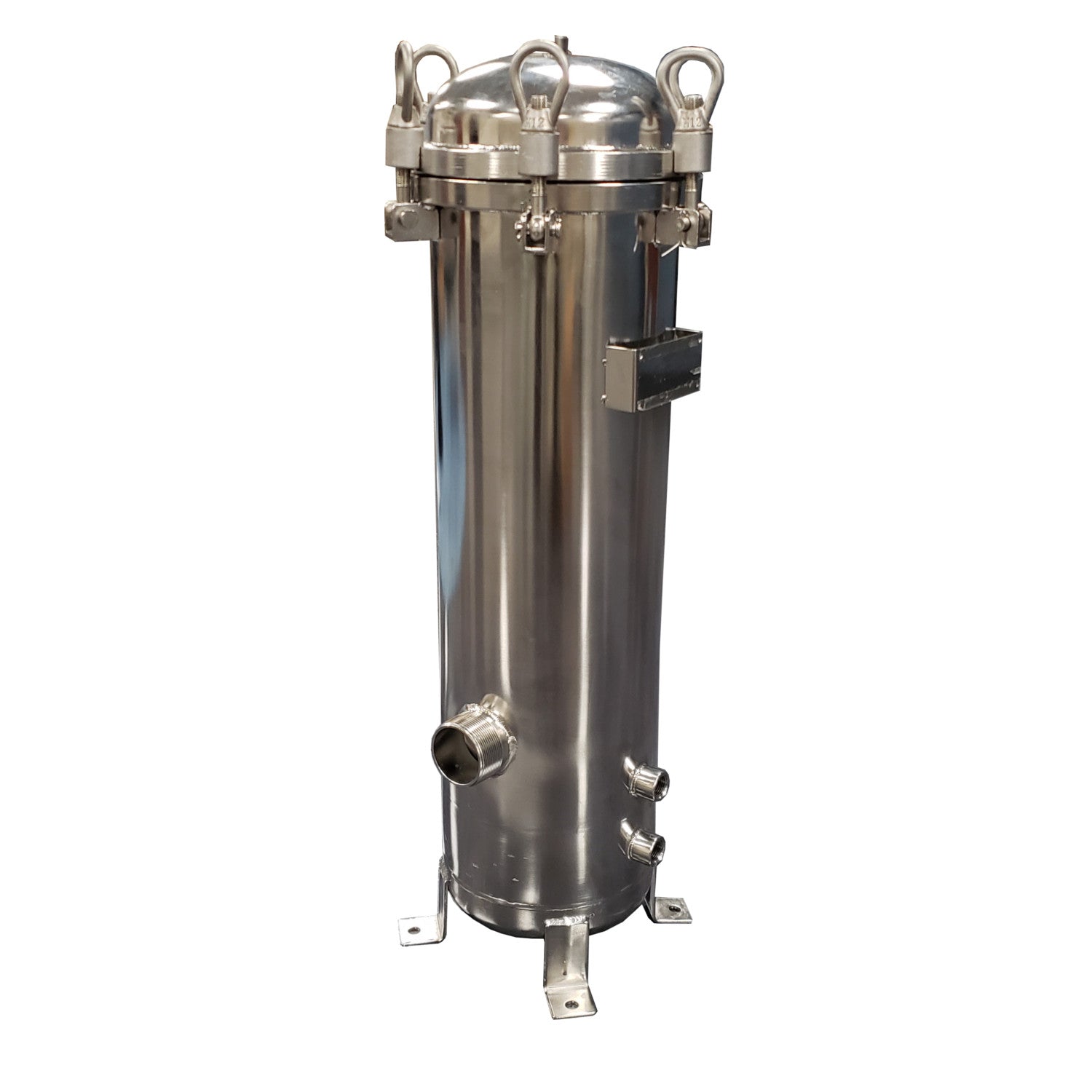 PRM 304 Stainless Steel 4 Cartridge Filter Housing, Uses 20 Inch Cartridges, 2 Inch NPT In/Out