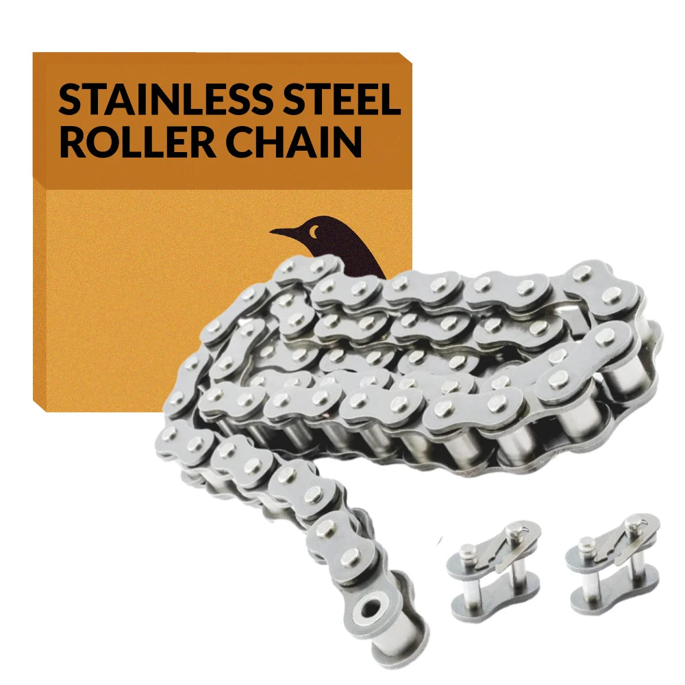 #40SS Stainless Steel Roller Chain x 10 feet + 2 Free Connecting Links