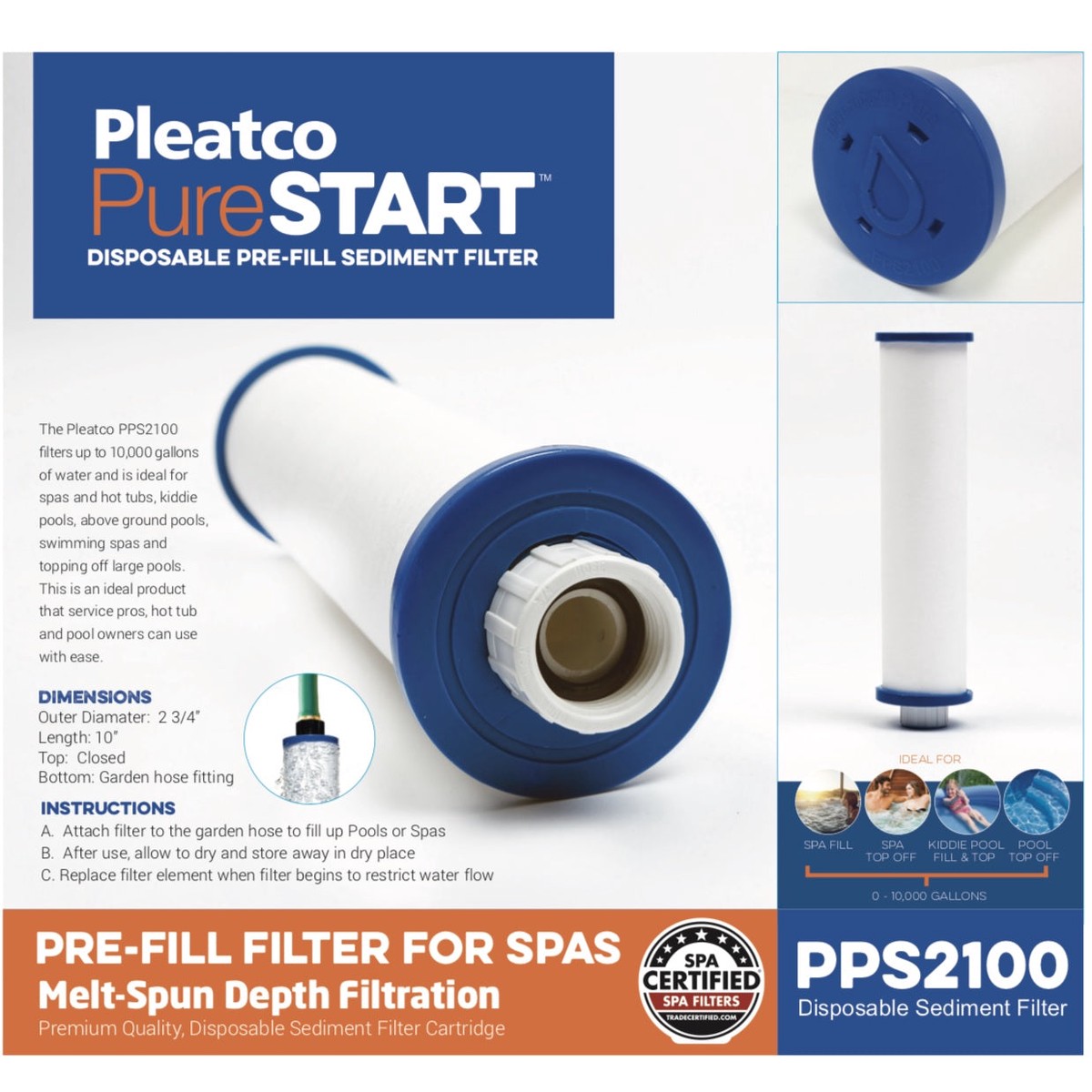 Standard Hose Pre-Fill Spa Water Filter