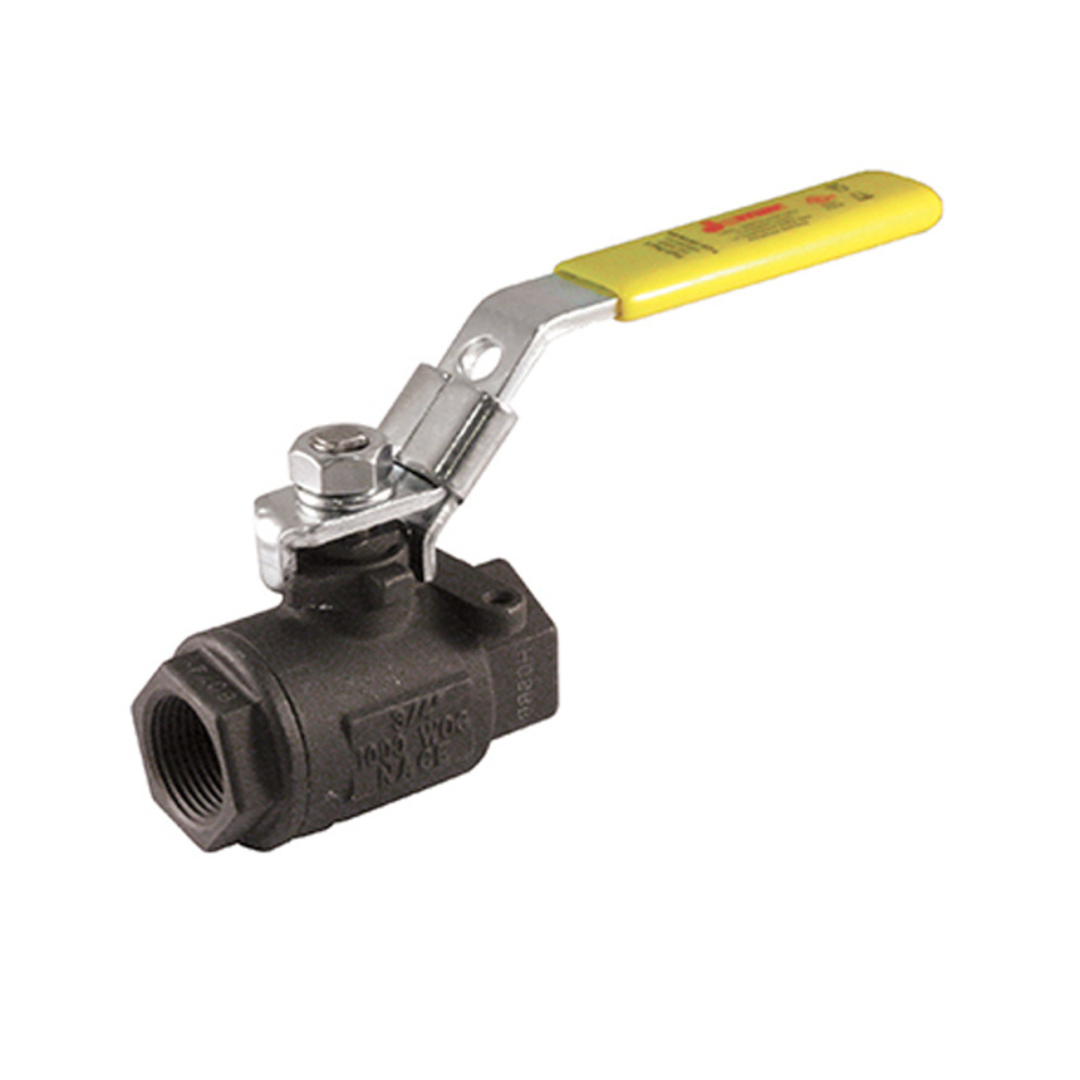 Jomar 100-972 3/8 Inch Carbon Steel Ball Valve 2 Piece, Full Port, Threaded Connection, 1000 WOG, Stainless Steel Ball and Stem - Carton of 10