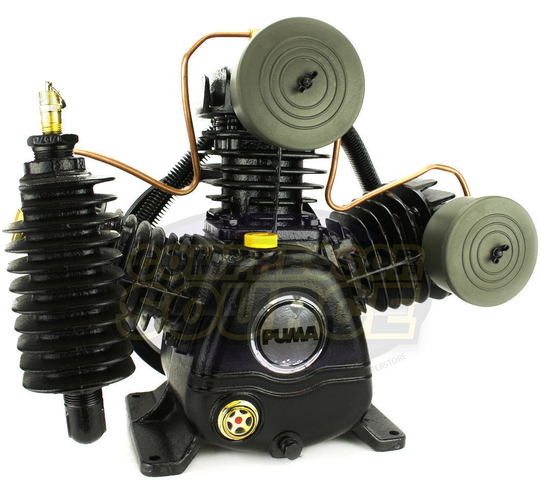 3.5 - 5 HP 2 Stage 17 CFM Air Compressor Pump Head Unloaders Included 3-Cylinder Puma TUE50