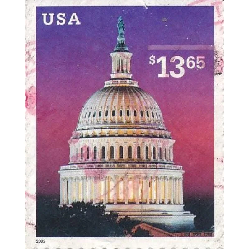 US Stamp #134813.65 Cents capital ฿ 3.85 Cents jefferson Memorial2002