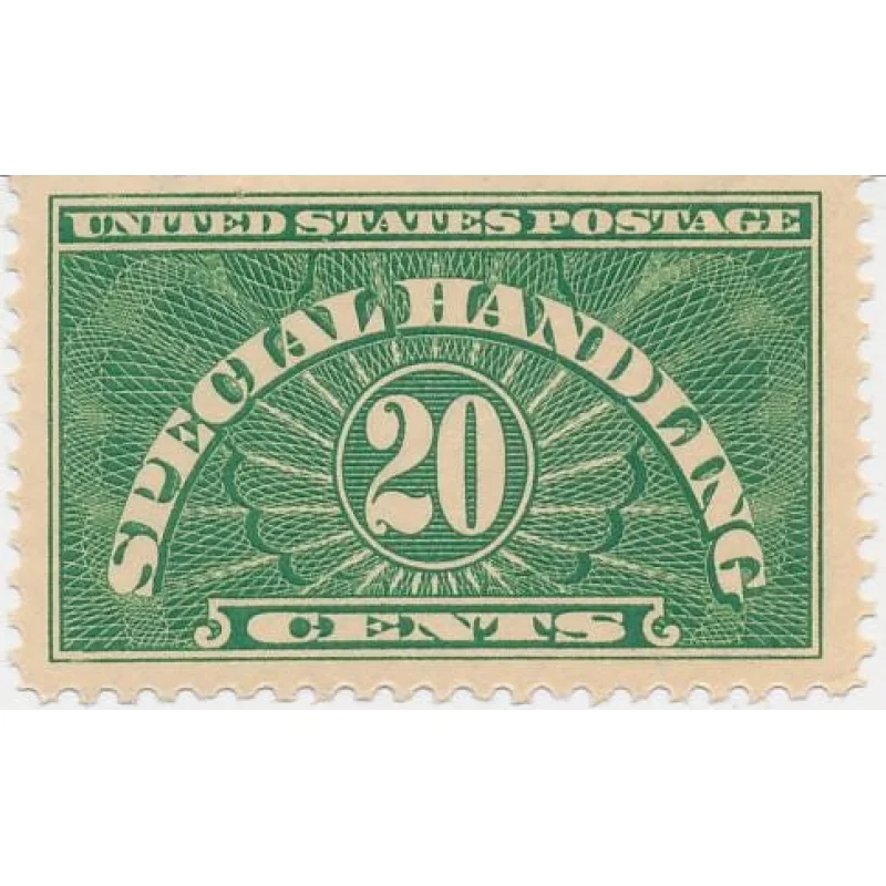 US Stamp #QE3 20 Cent Yellow Green you use these to ship animals 1928