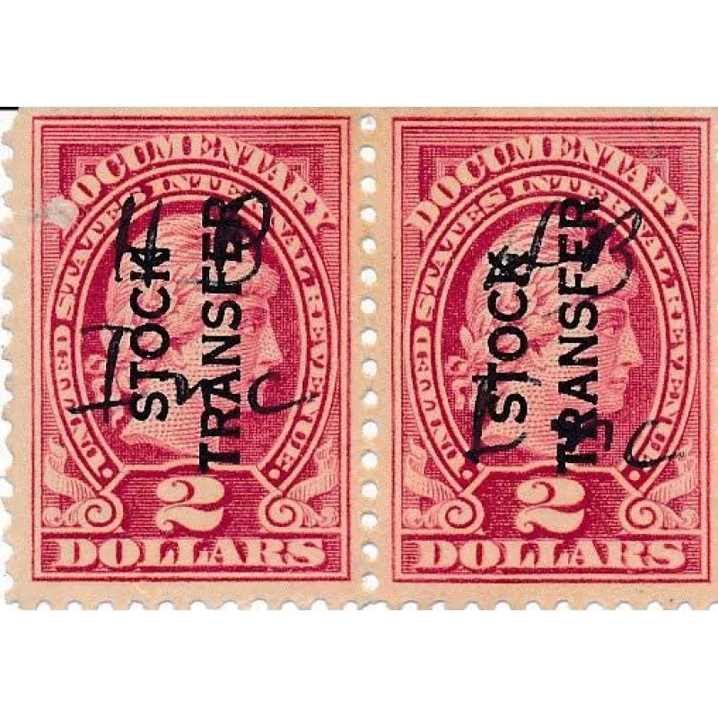 US Stamp #RD38 2.00 Red Stock Transfer Documentary1918