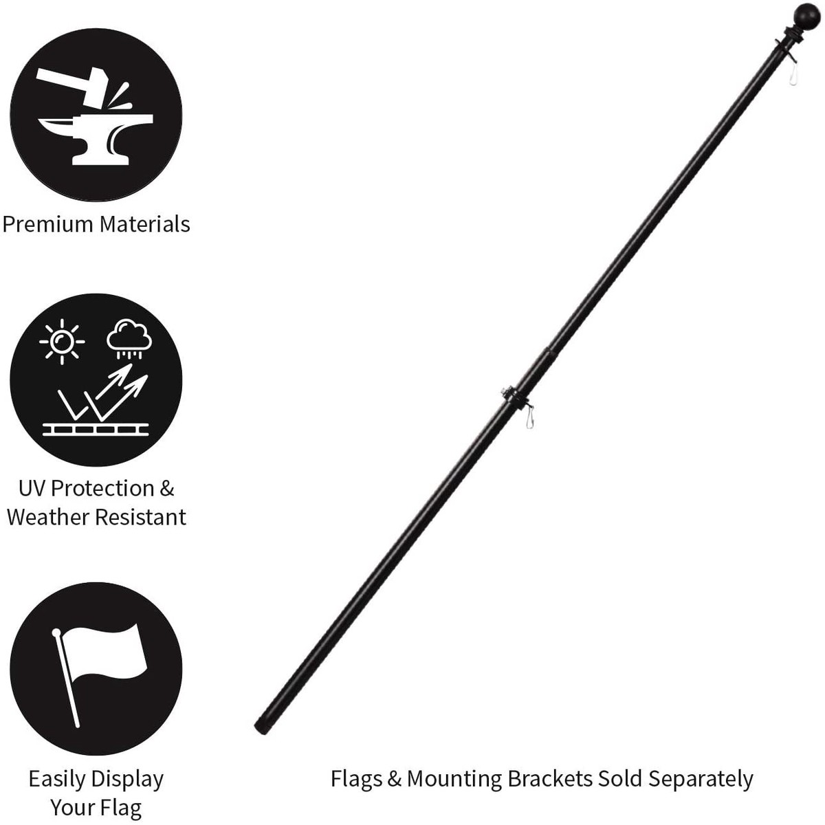 Weather Safe Black Iron Extendable Flag Pole