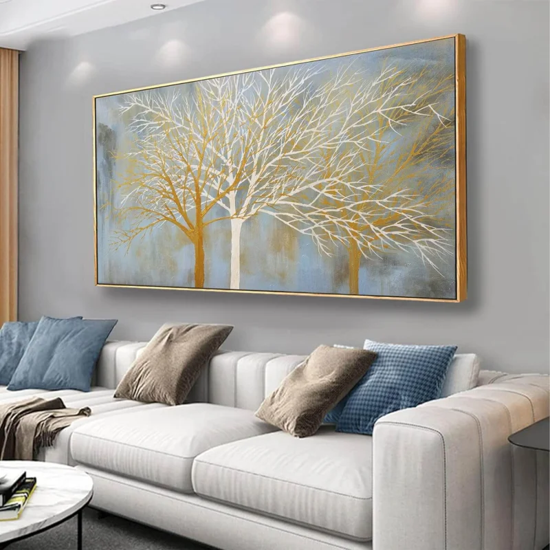 White Birch Trees Wall Art Blue