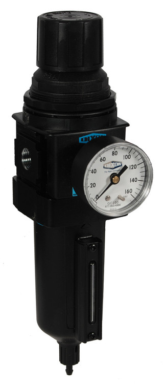 Dixon Wilkerson 3/8 in. B28 Standard Filter/Regulator with Metal Bowl & Sight Glass - Manual Drain