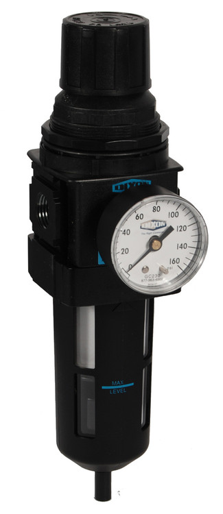 Dixon Wilkerson 1/4 in. B18 Compact Filter/Regulator with Transparent Bowl & Guard - Manual Drain