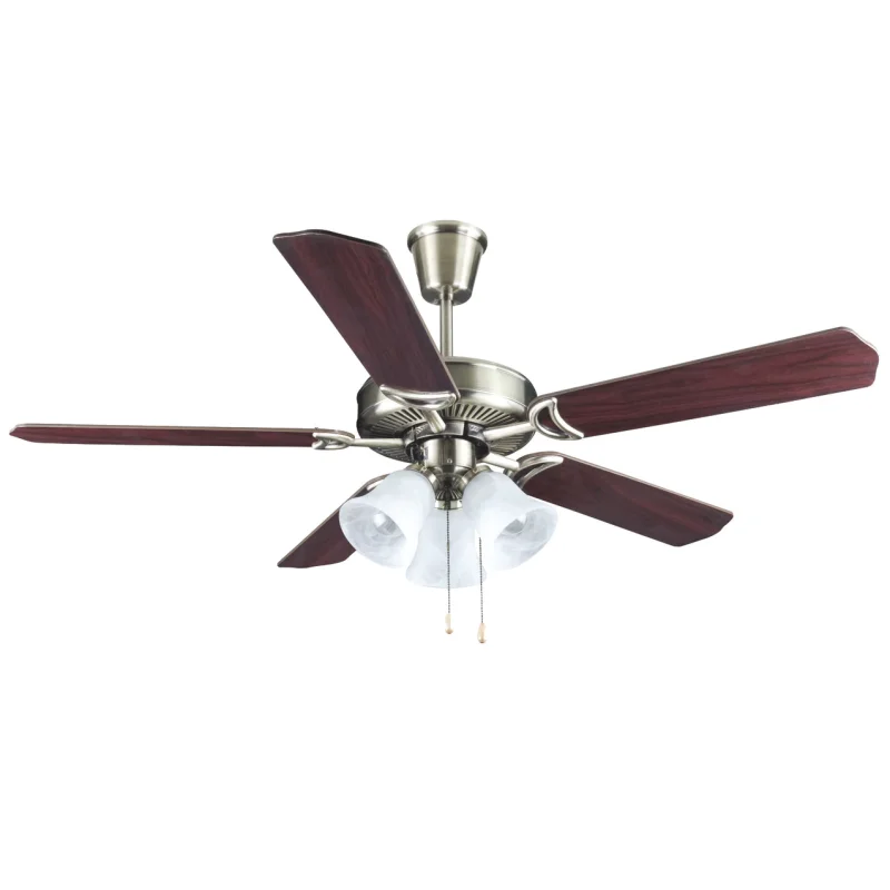 Windy Ceiling Fan 52″ Antique Brass Dome Light 3 Light WCF-5253
